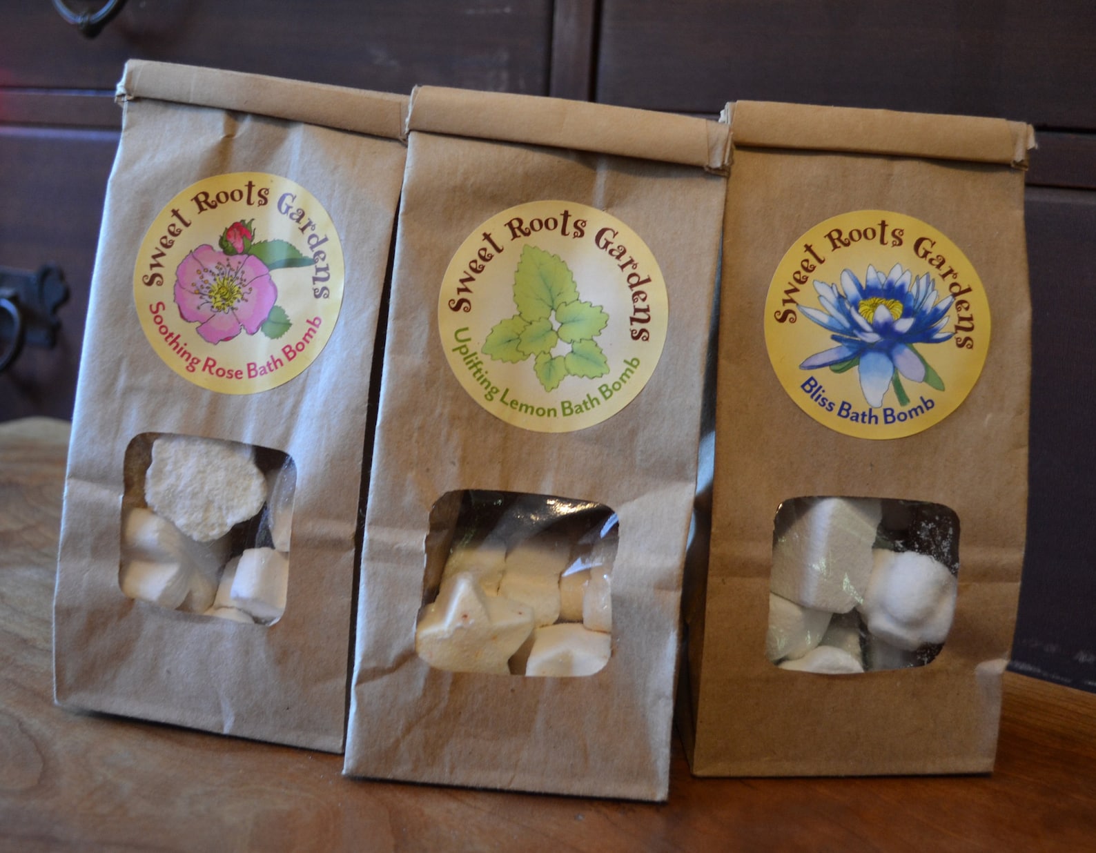 Uplifting Lemon Bath Bombs, all natural and herbal fizzing assorted shapes - Image 2