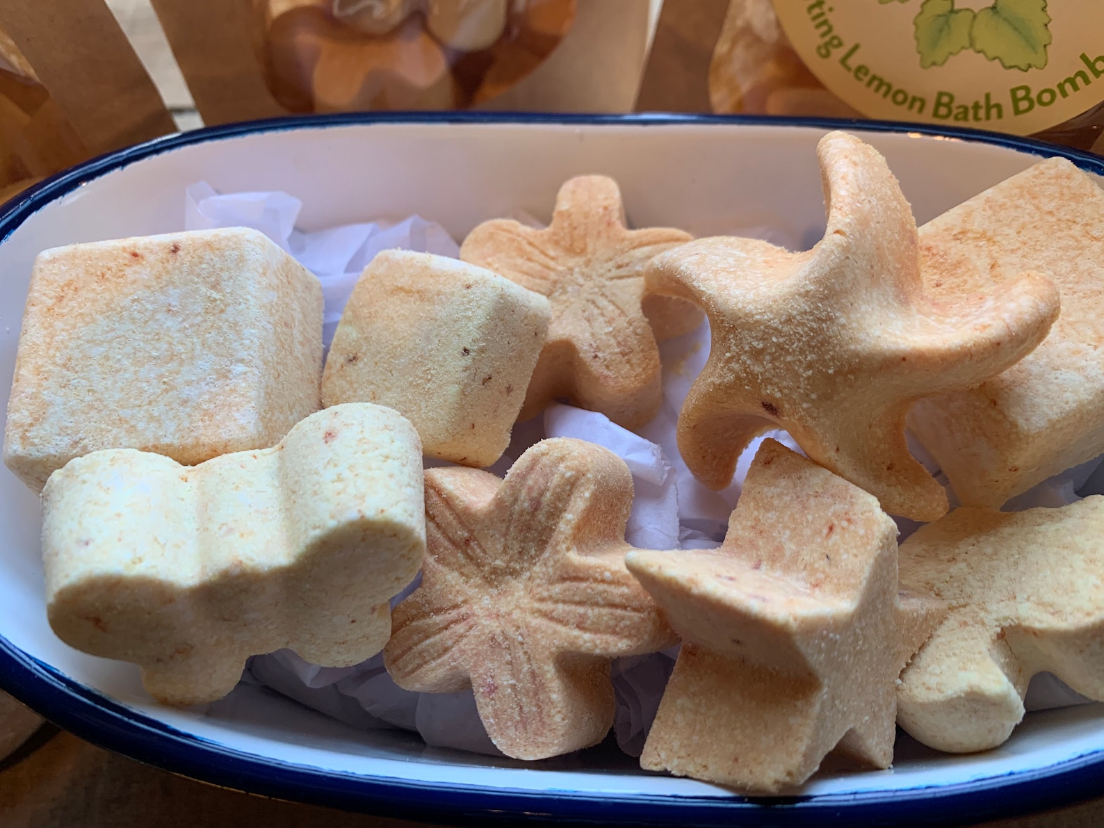 Uplifting Lemon Bath Bombs, all natural and herbal fizzing assorted shapes - Image 4
